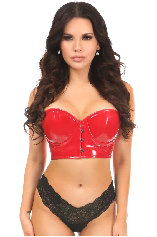 Sex toys with round bases-Lavish Red Patent PVC Underwire Short Bustier