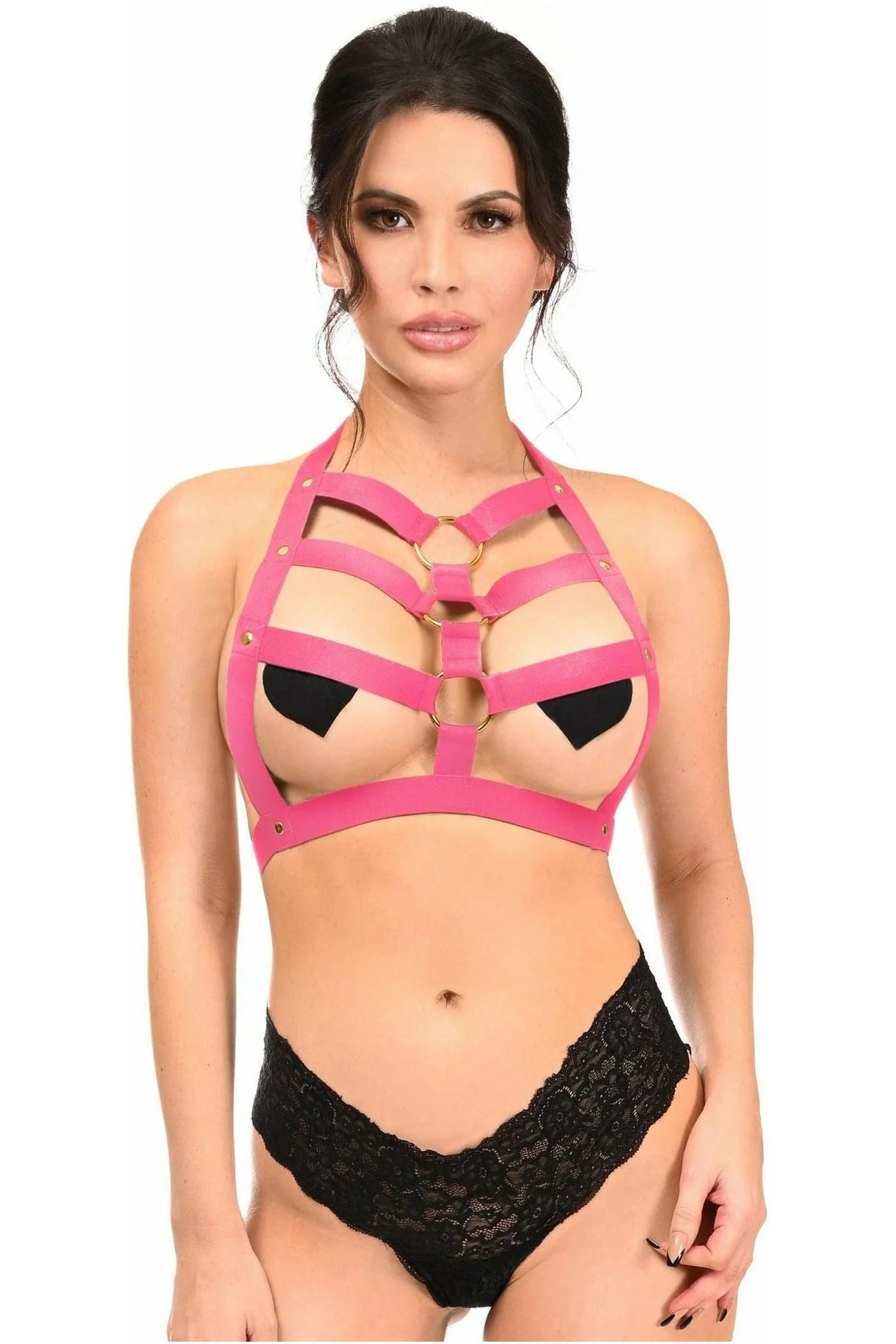 Sex toys with rigid tips-Stretchy Body Harness