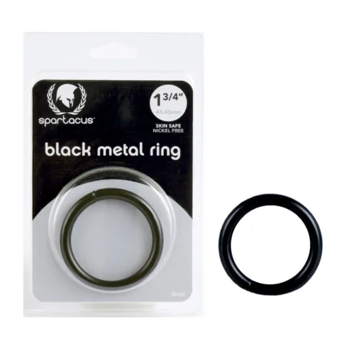 cock ring pocket size-Spartacus Black Metal Cock Ring 1.75 inch