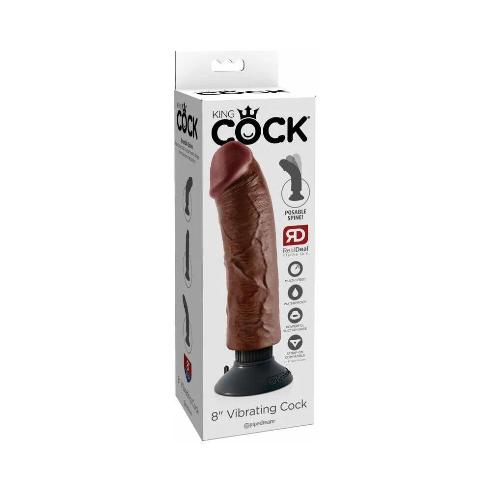 crimson-dildo-Pipedream King Cock 8 in. Vibrating Cock Poseable Dildo With Suction Cup