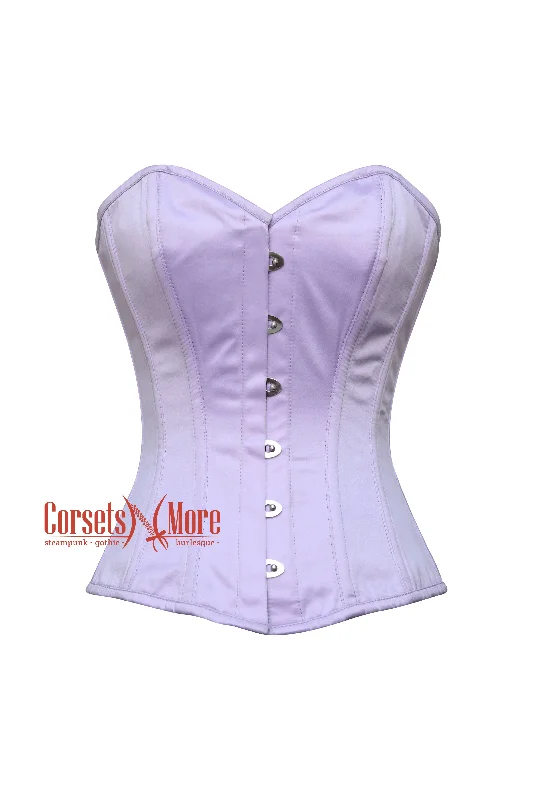 Corset top with sheer back-Plus Size Women’s Lilac Satin Overbust Lavender Corset Waist Training Gothic Christmas Costume (Copy)