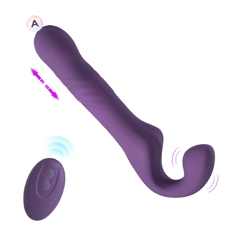 Vibrator posh feel-Adrena - Hook-shaped Remote Control Thrusting Dildo Strapless Strap-on Couple Play