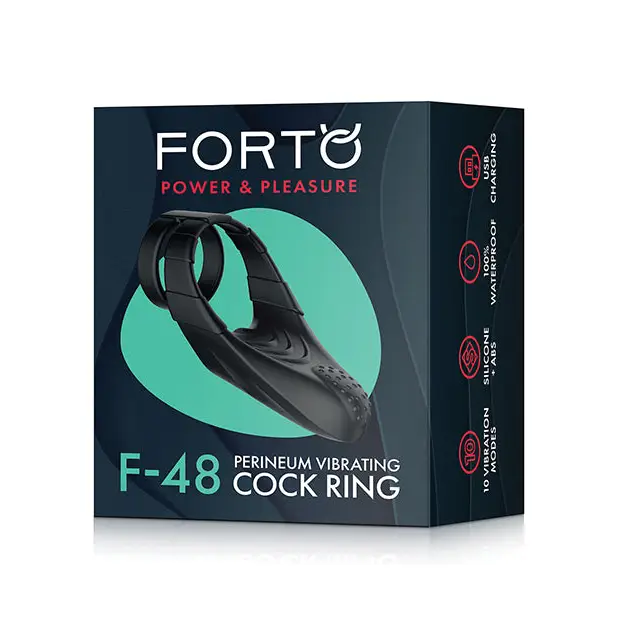 cock ring loop-Forto F-48 Rechargeable Silicone Perineum Vibrating Double Cock Ring