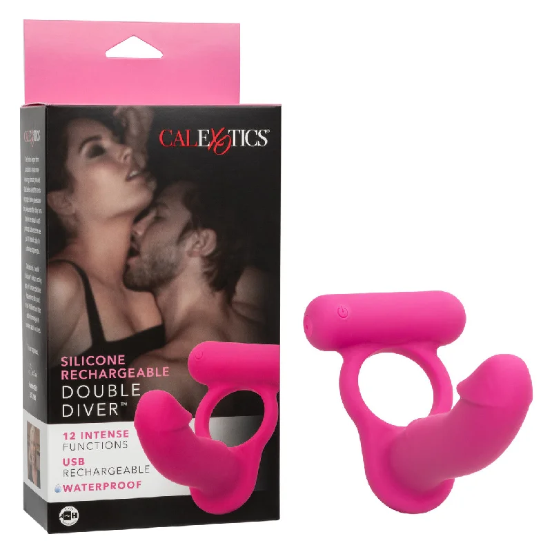 cock ring miss list-CaleXOtics SILICONE RECHARGEABLE DOUBLE DIVER Pink