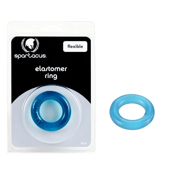 cock ring showcase-Spartacus Relaxed Fit Elastomer Stretch To Fit Flexible Cock Ring Blue