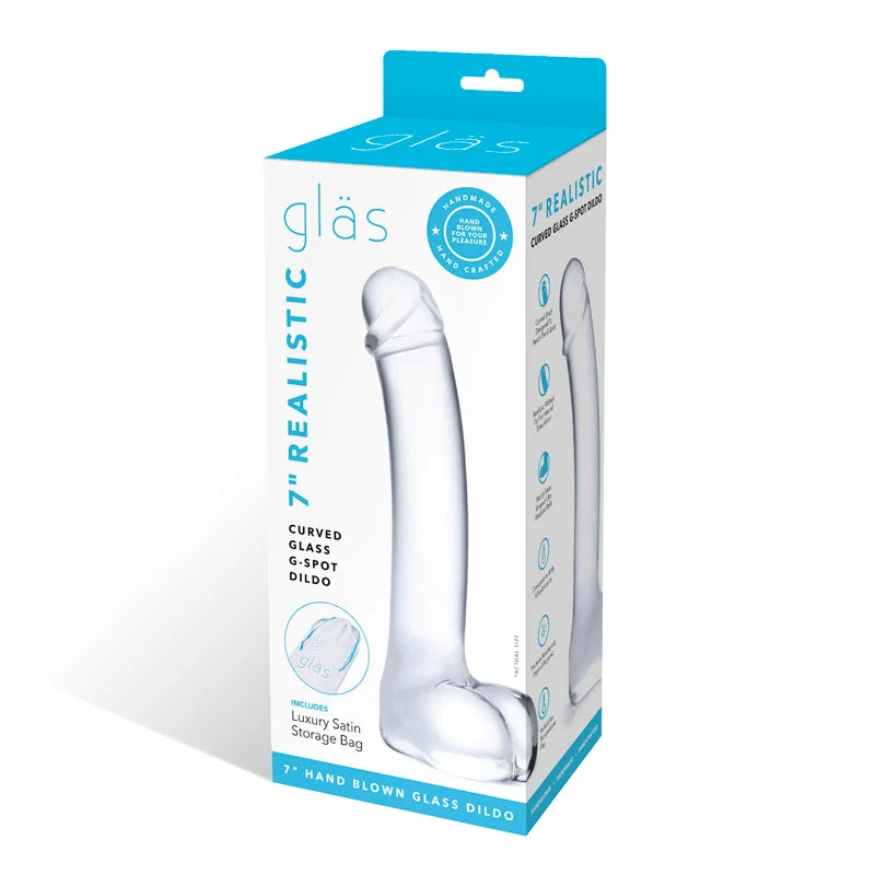 slow-charge-dildo-7" Realistic Curved Glass G-spot Dildo