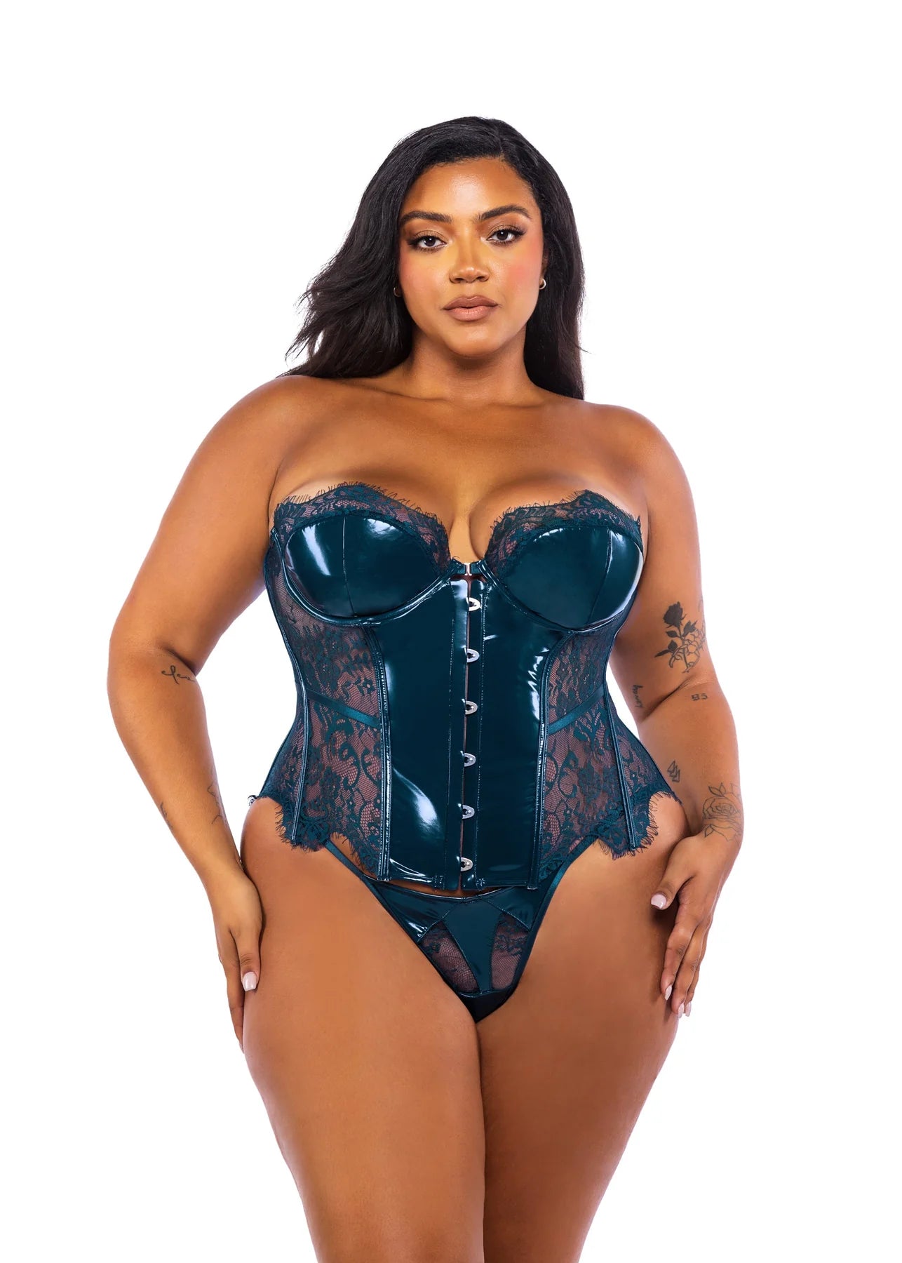 Premium G-spot massagers-Queen Eden Patent Bustier Set