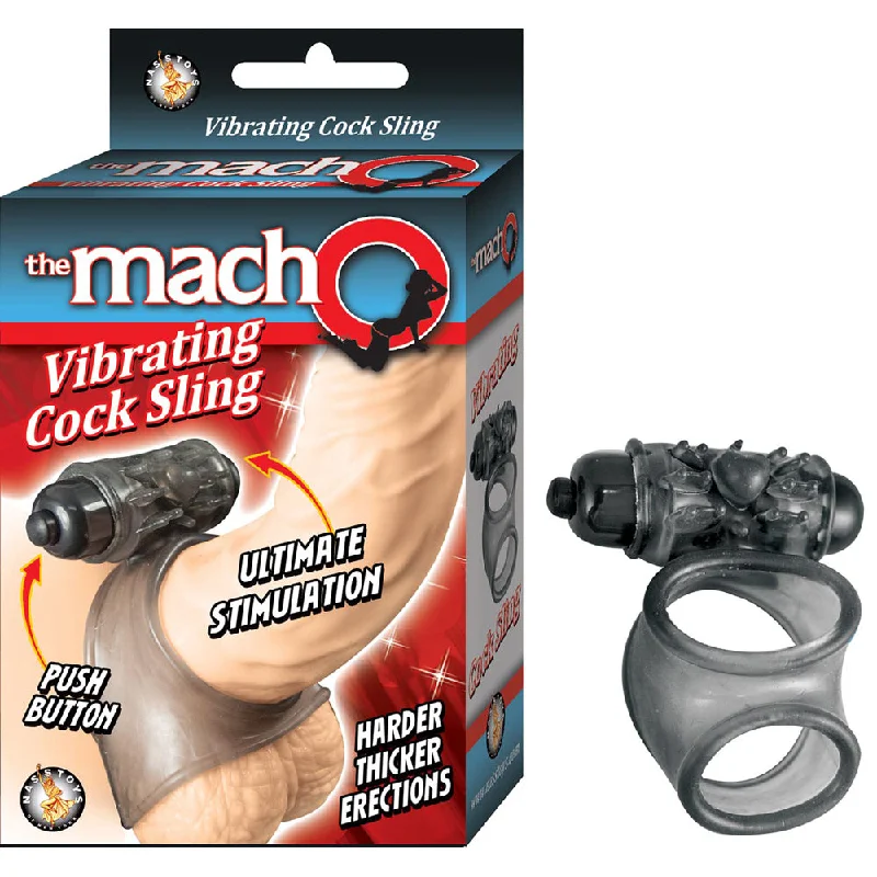 cock ring backstage pass-Macho Vibrating Cock Sling - Black