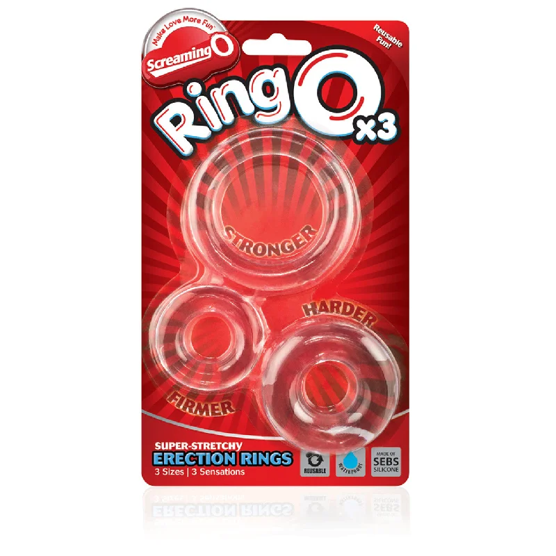 cock ring headliner-Screaming O RingO x 3 Super Stretchy Erection Rings Clear Cock Rings