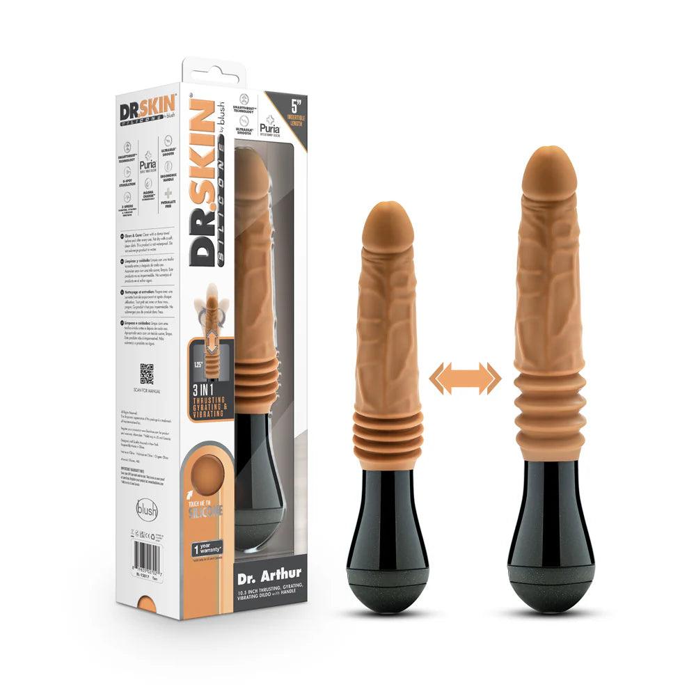 slanted-dildo-Blush Dr. Skin Silicone Dr. Arthur Thrusting Gyrating Vibrating Dildo