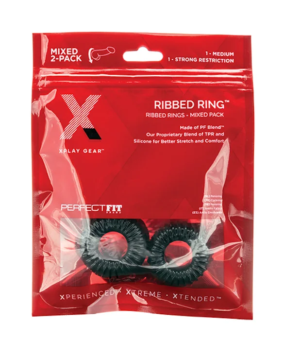 Rechargeable bead rings-Xplay ''Ribbed'' C/Ring Slim 2-pack