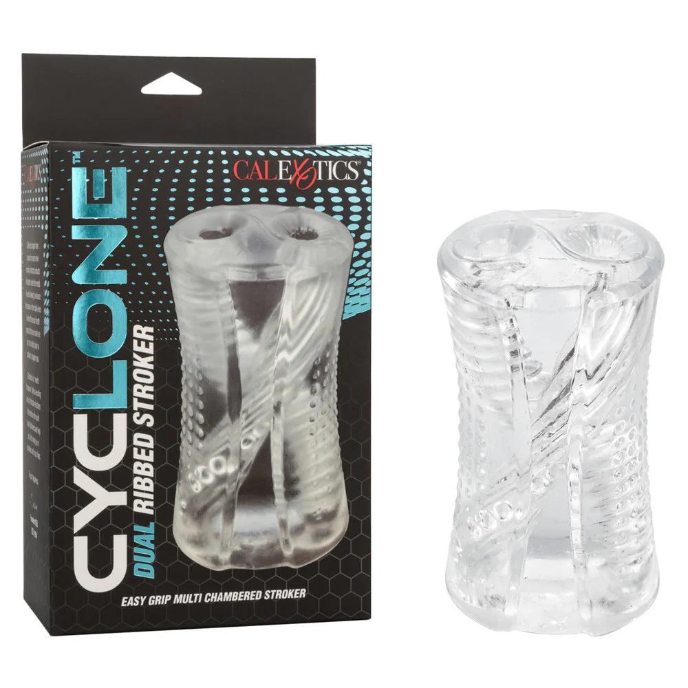 Silicone toys with light bumps-Cyclone Dual Ribbed ''Frotting'' Stroker