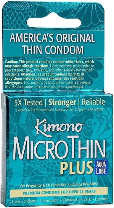 Sex toys for mild fun-Kimono MicroThin W Aqua Lube Condoms 3pk