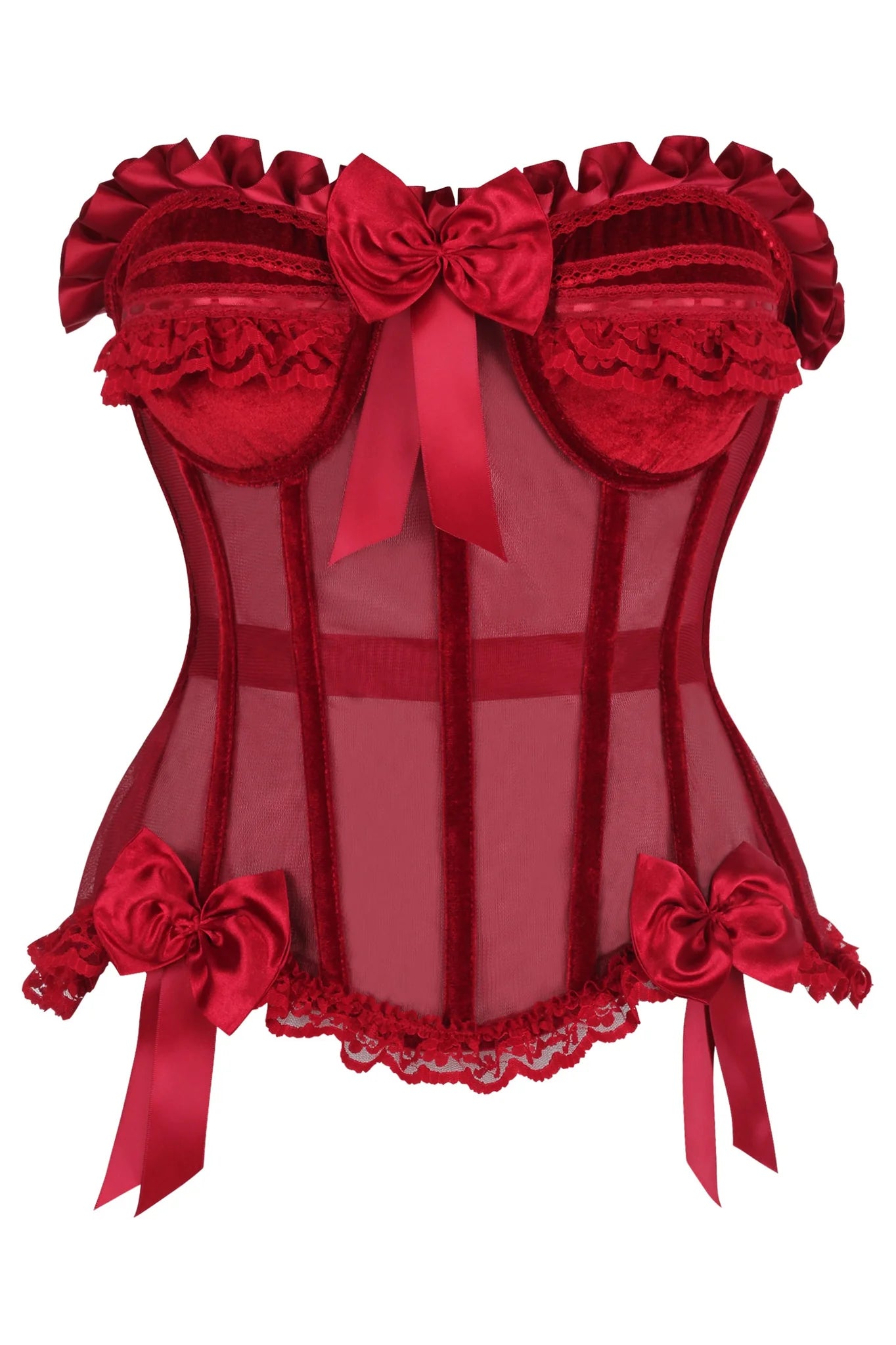 Cheap vibrating rings-Top Drawer Mesh & Velvet Underwire Bustier Corset