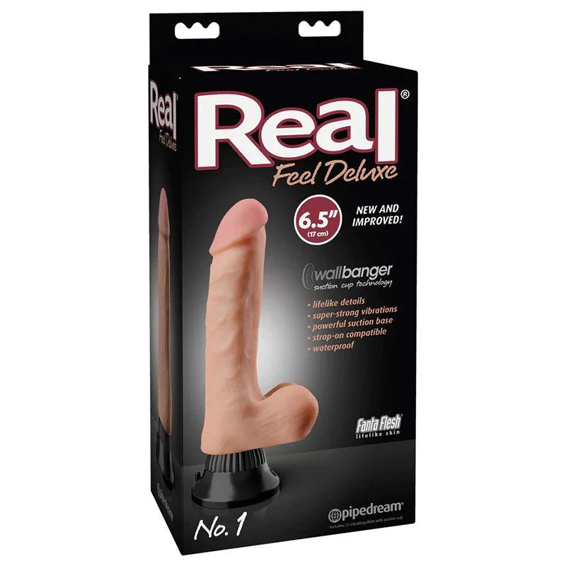 starry-dildo-Pipedream Real Feel Deluxe No. 1 Realistic 6.5 in. Vibrating Dildo With Balls and Suction Cup