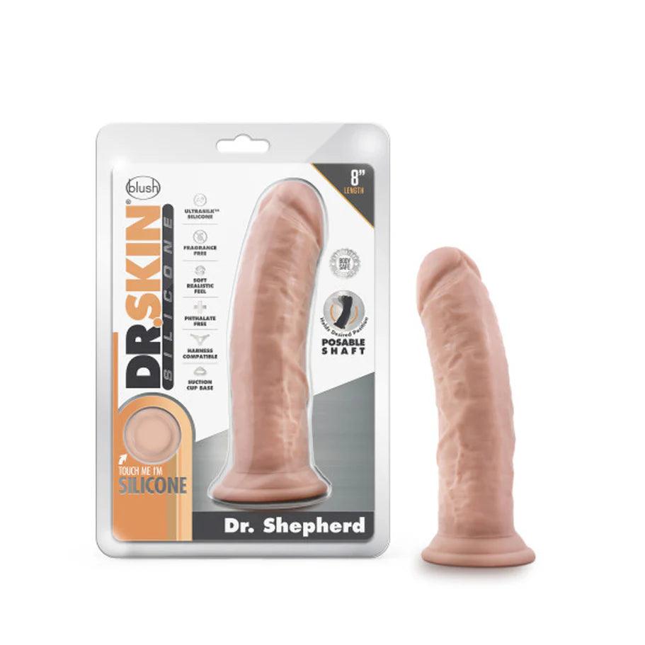 olive-dildo-Blush Dr. Skin Silicone Dr. Shepherd Realistic 8 in. Posable Dildo with Suction Cup