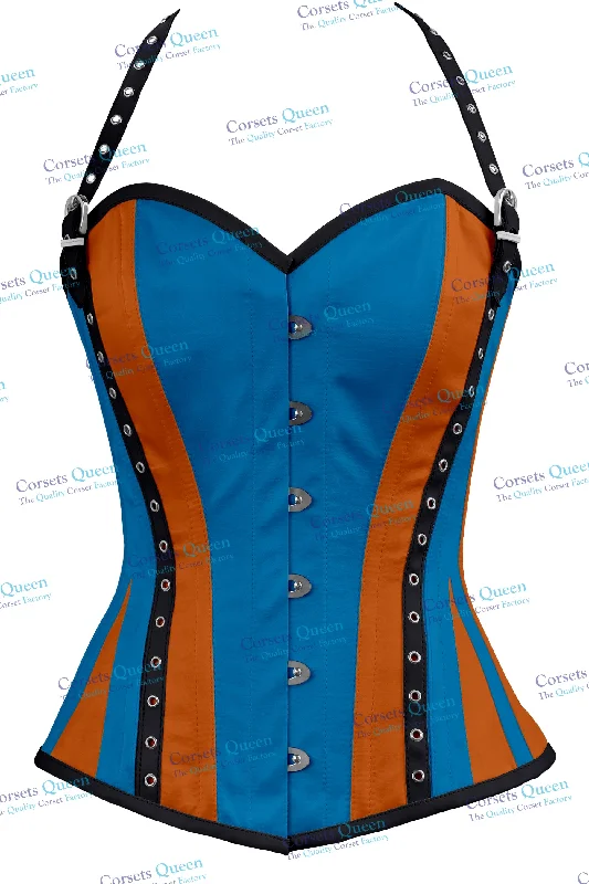 Corset with satin overlay-Annemarrie Satin Overbust Corset With Strap