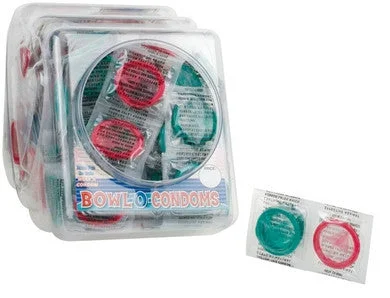 Vibrating rings with light-Bowl O Condoms- Bowl of 240