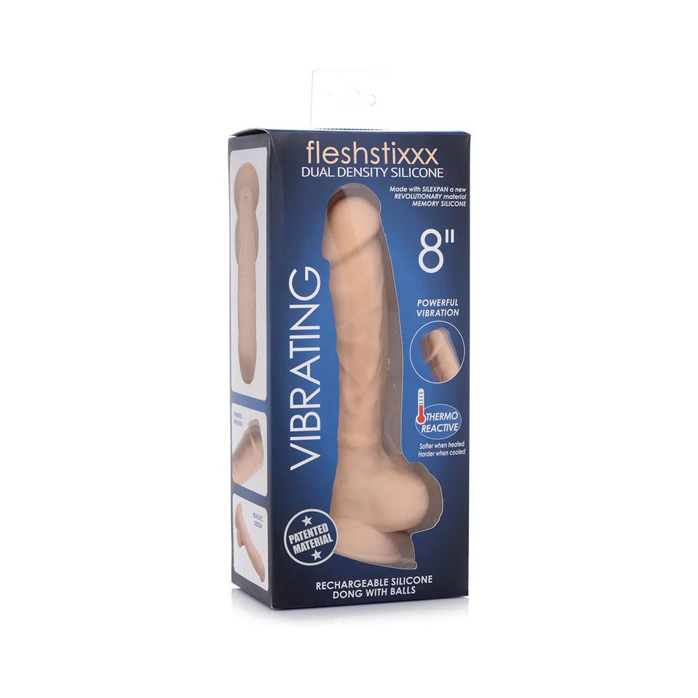 suede-dildo-Curve Toys FLESHSTIXXX Rechargeable 8 in. Posable Vibrating Dildo with Balls & Suction Cup