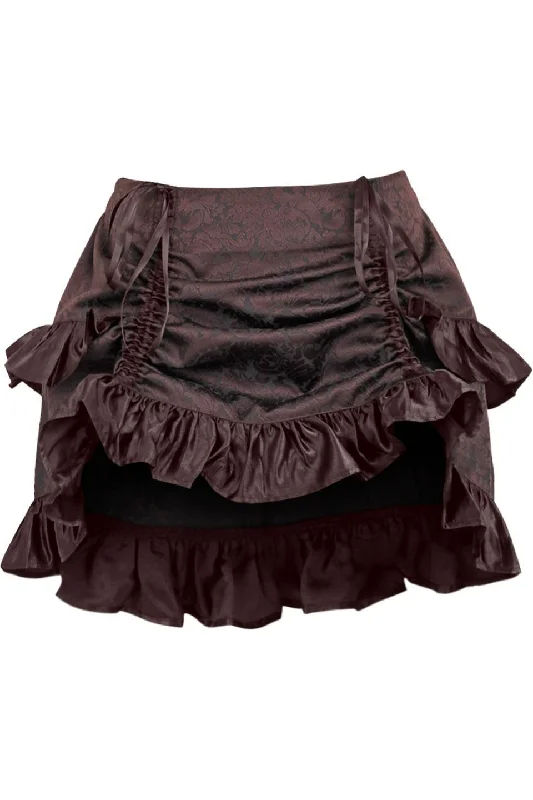 Silicone pulse stimulators-Brown Brocade Ruched Bustle Skirt