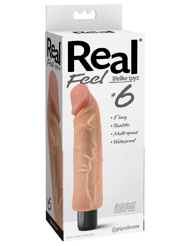 BDSM toy harness textures-Real Feel No. 6  Long 8" Vibe Waterproof - Mutli-speed Flesh