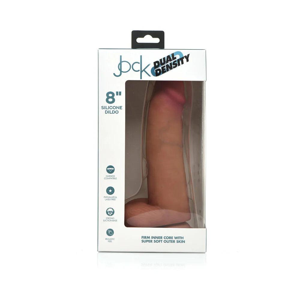 rainproof-dildo-Curve Toys Jock Dual Density 8 in. Silicone Dildo with Balls & Suction Cup