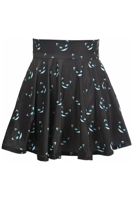 Waterproof clit massagers-Scary Cats Print Stretch Lycra Skirt