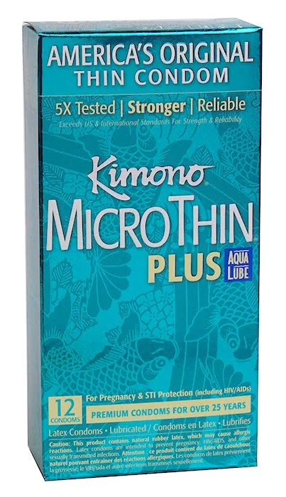 Silent wave rings-Kimono MicroThin w/Aqua Lube Condom -12pk