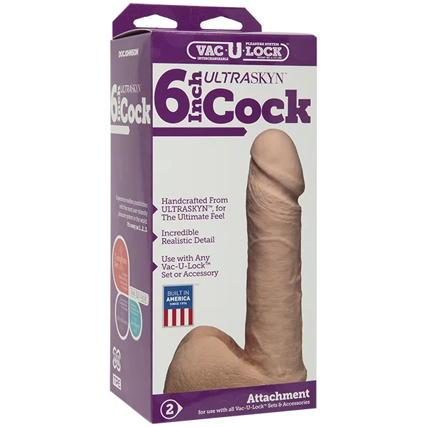 BDSM toy kit inspirations-Vac-u-lock 6" Ultraskyn Cock & Balls Attch. - White