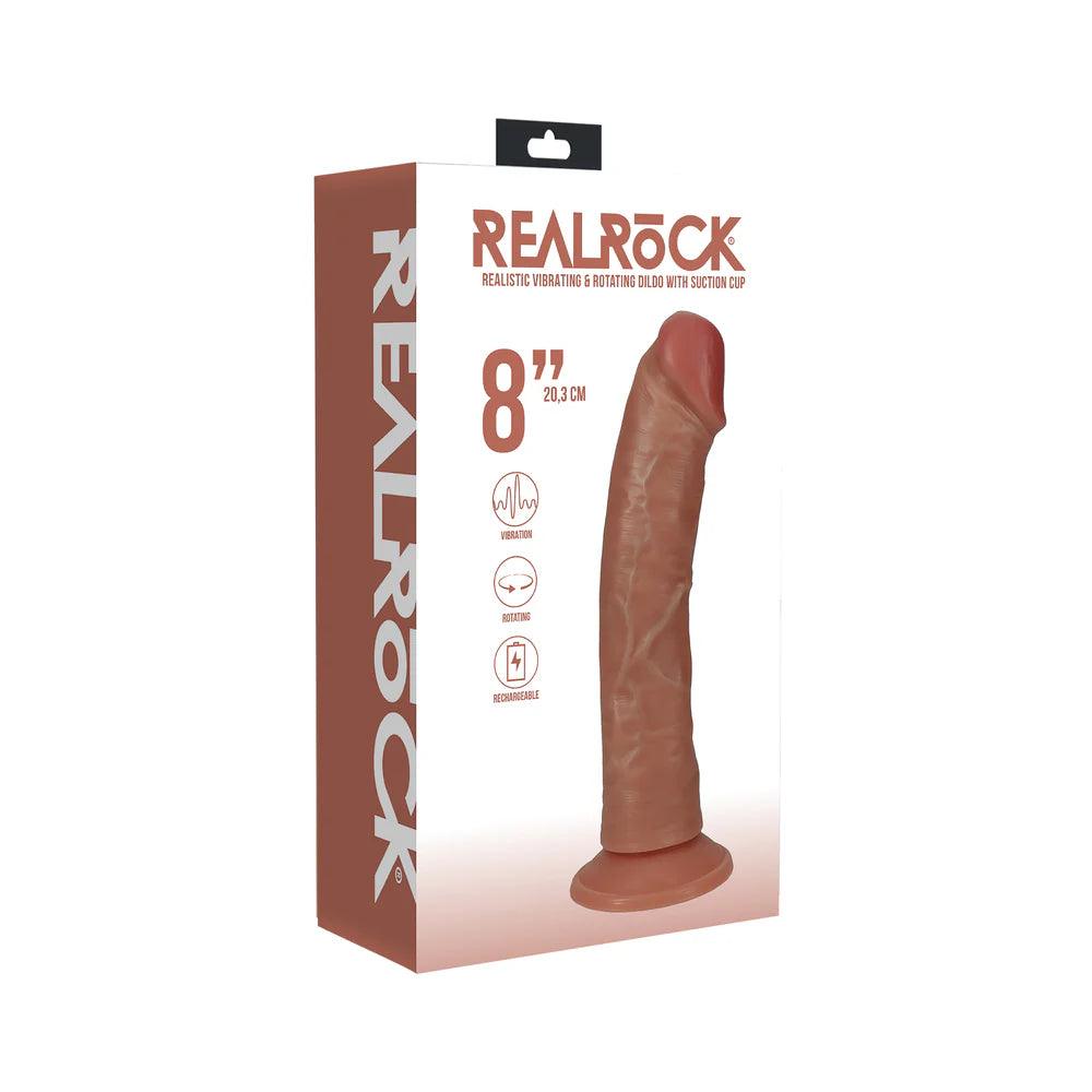 semi-rigid-dildo-RealRock 8 in. Vibrating and Rotating Cock Regular Curved