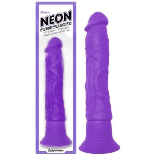 Vibrator top vibe-Large Vibrating Dildo - Neon silicone wall banger Purple