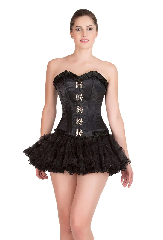 Corset for classic charm-Black Satin Lace Gothic Steampunk Bustier Waist Training Overbust Corset Dress Top