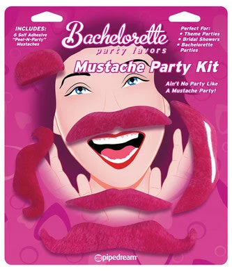 Sex toys for bedroom fun-Bachelorette Party Favors  Mustache Party Kit - Pink