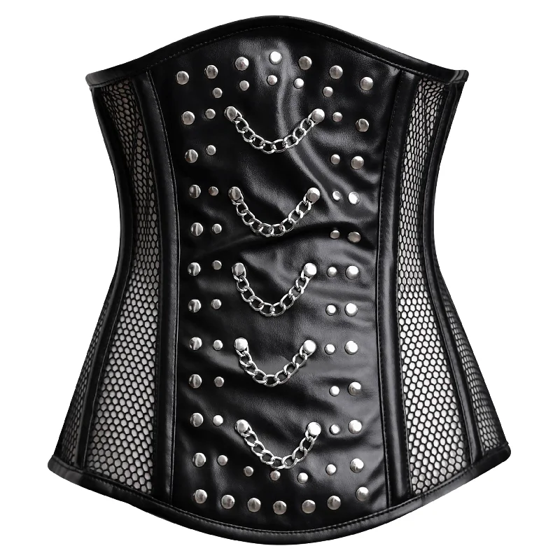 Corset dress in deep taupe-Mesh corset black Top - Studded corset