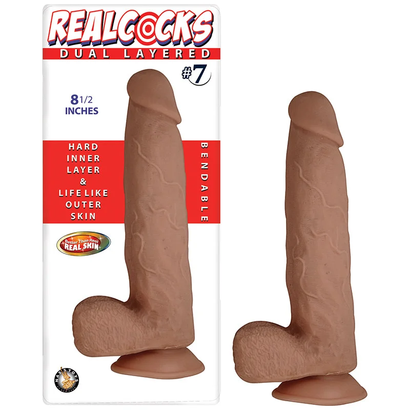 turquoise-dildo-Real Cocks Dual Layered #7 Brown 8.5 inches Dildo