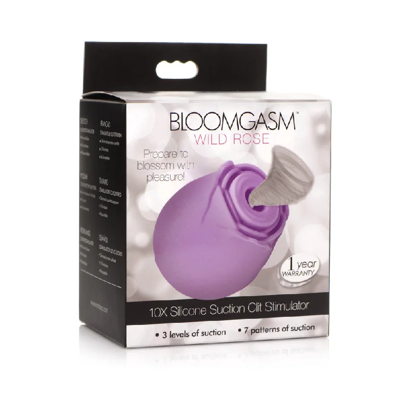 Vibrator stealth mode-Bloomgasm 10X Wild Rose Silicone Suction Clit Stimulator Purple