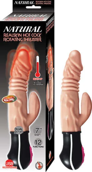 Vibrator duo treat-Experience the Ultimate Pleasure with Nasstoys of New York Natural Real Skin Hot Cock Rotating Thruster Beige Vibrator!