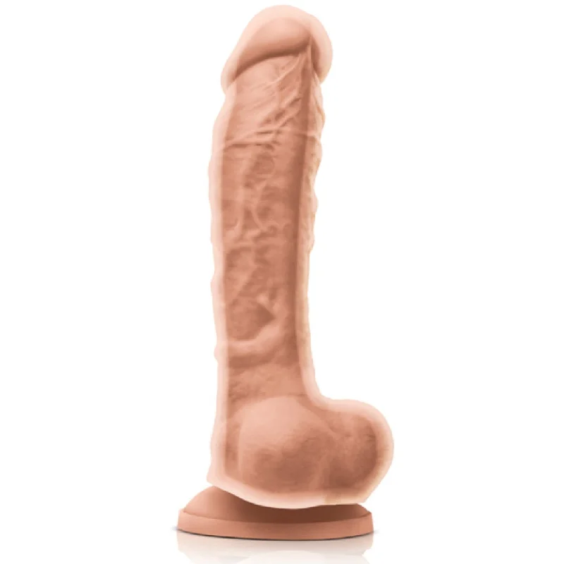 suede-dildo-Colours Dual Density 8 Inch Silicone Dildo - Vanilla