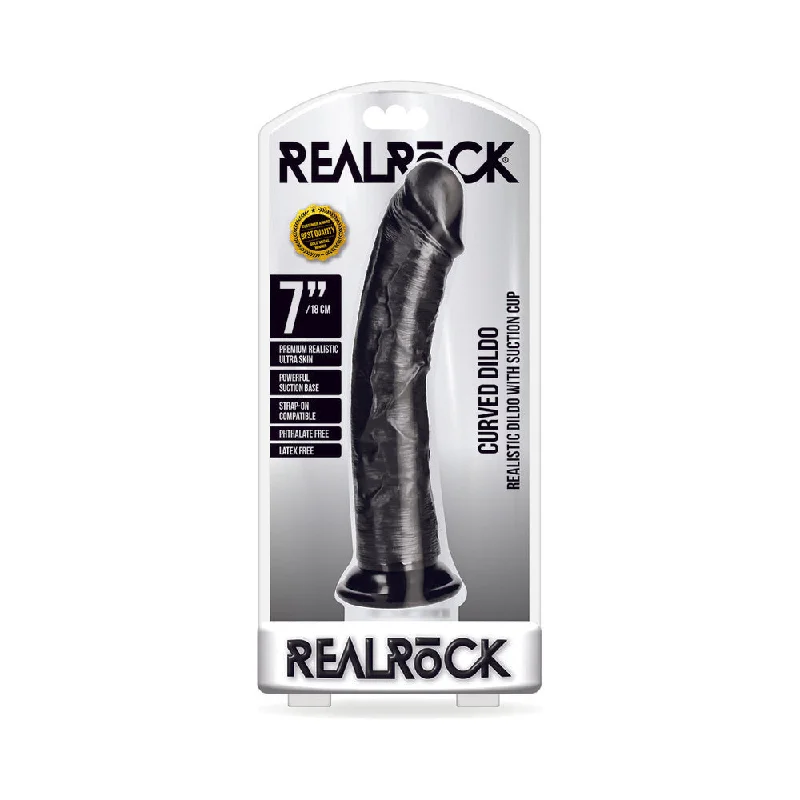 battle-ready-dildo-Realrock Curved Realistic Dildo With Suction Cup 7 In. Chocolate