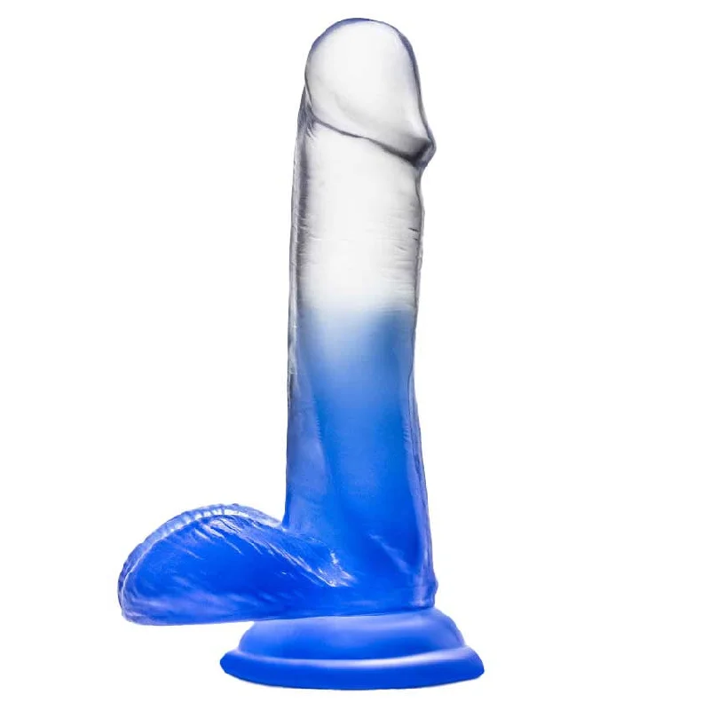 air-filled-dildo-B Yours Stella Blue Realistic 6.25" Dildo with Balls and Suction Cup Base