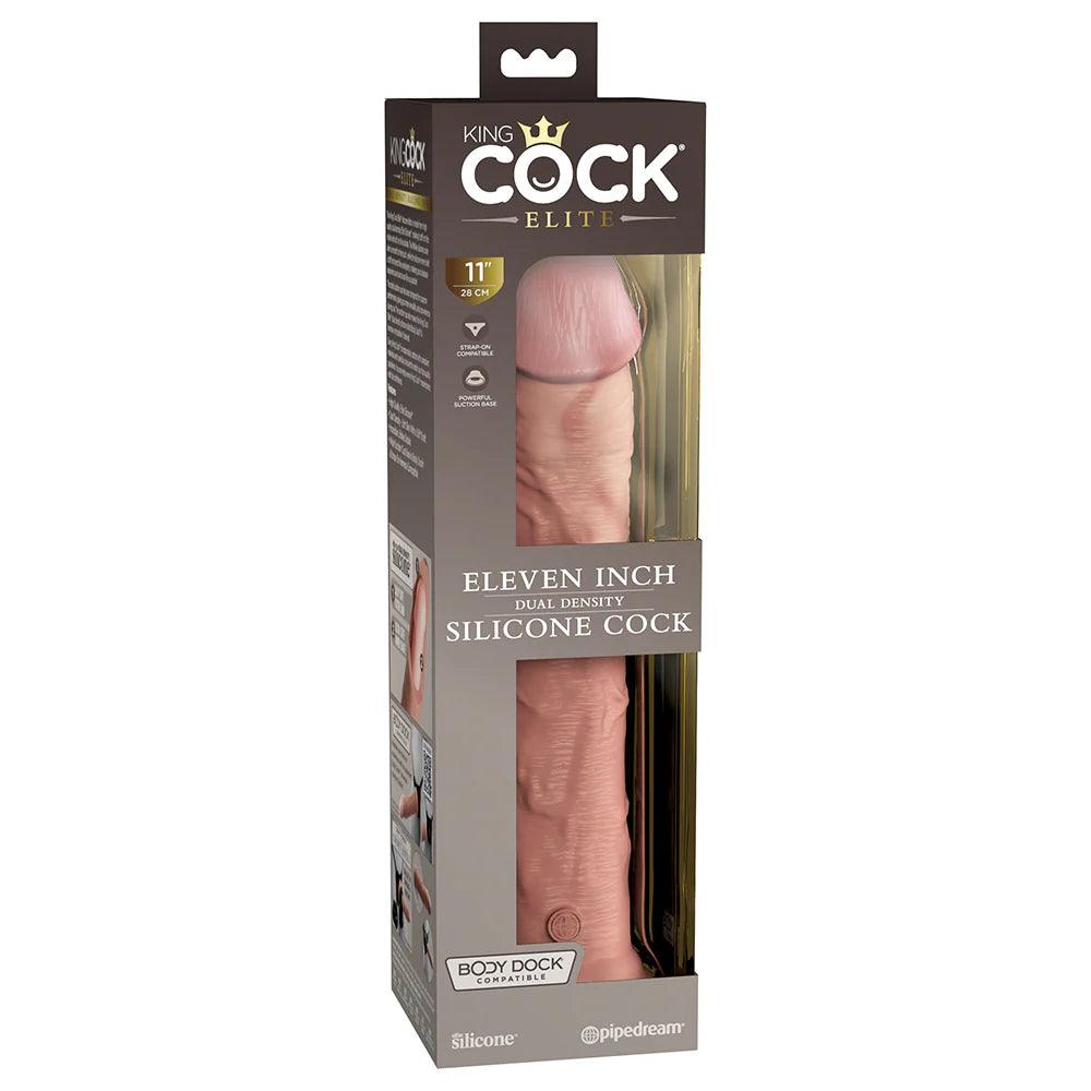 slow-charge-dildo-Pipedream King Cock Elite 11 in. Dual Density Silicone Cock Realistic Dildo With Suction Cup