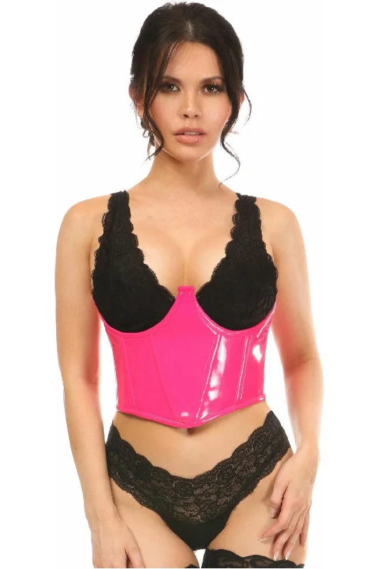 Sex toys with mild pulses-Lavish Neon Pink Patent Open Cup Underwire Waist Cincher