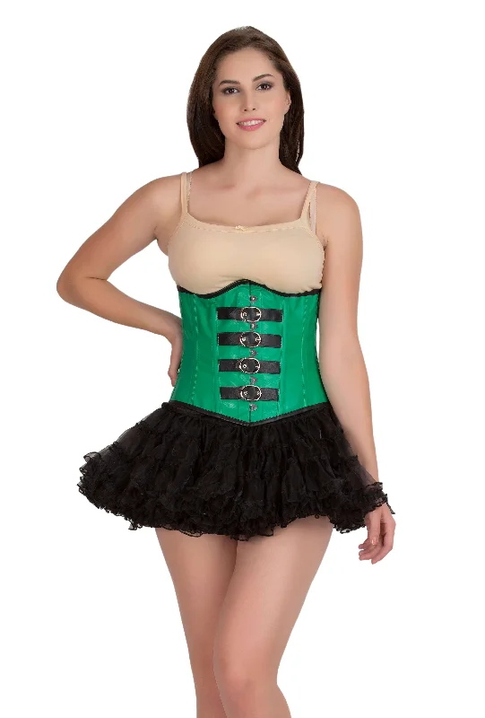 Corset top in soft mauve-Green Faux Leather Gothic Steampunk Waist Training Bustier Underbust Corset Top