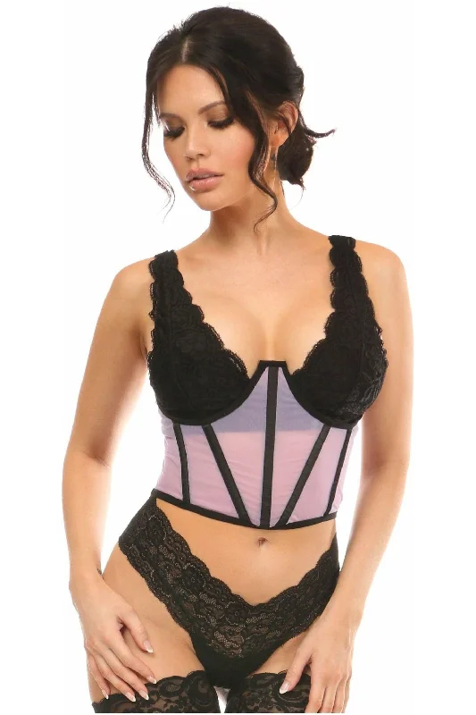 Mini pulse vibrators-Lavish Lavender Mesh Open Cup Waist Cincher