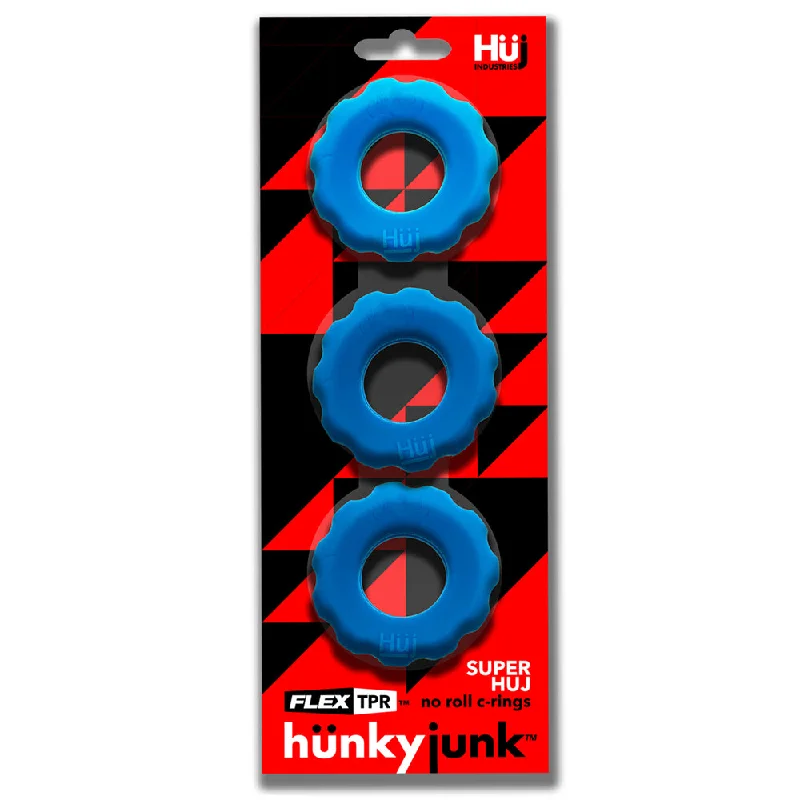 cock ring clamp style-Super Huj 3pk Cockrings Teal Ice