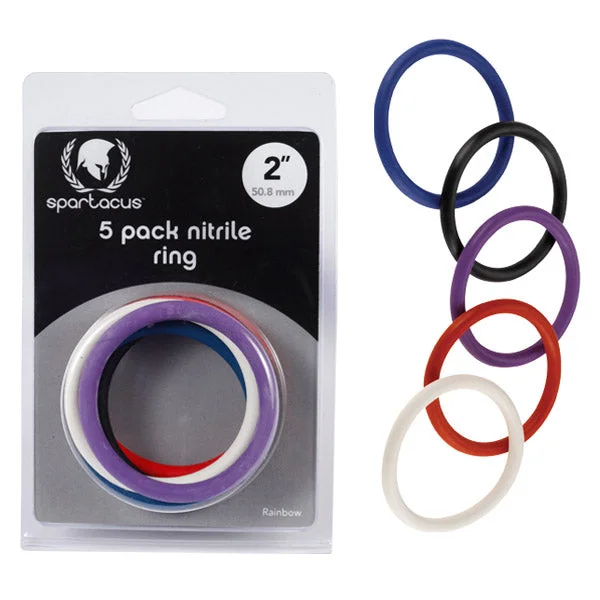 cock ring supporting role-Spartacus 2 inch Nitrile Cock Ring Set Pack of 5 Rainbow