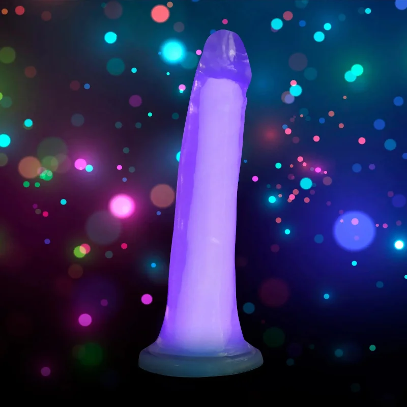 snap-fold-dildo-7 Inch Glow-in-the-Dark Silicone Dildo - Purple