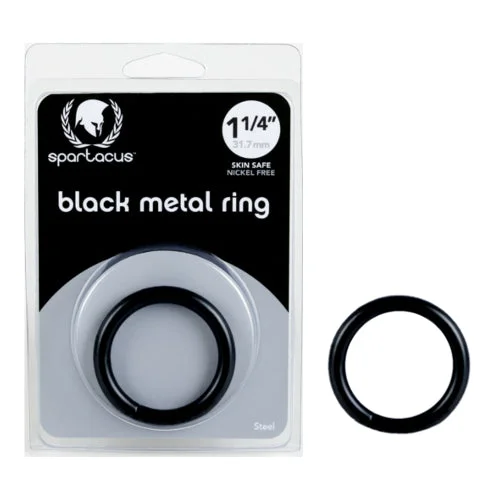 cock ring mega set-Spartacus Black Metal Cock Ring 1.5 inch