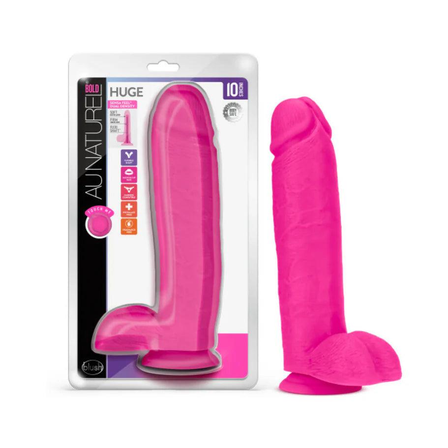 sturdy-base-dildo-Blush Au Naturel Bold Huge 10 in. Posable Dual Density Dildo with Balls & Suction Cup