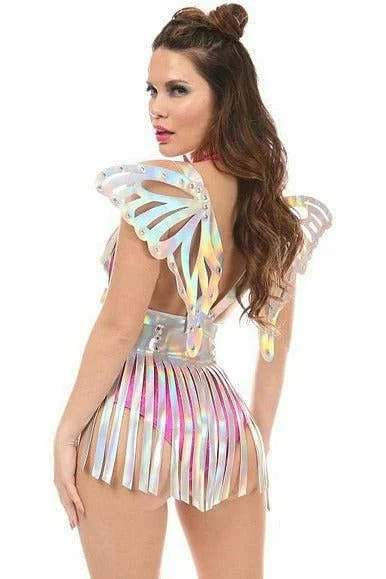 Prostate vibes with firm tips-Hologram Fringe Mini Skirt